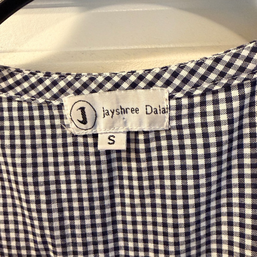 Embroidered Black & White Gingham Dress - Picture 5 of 7